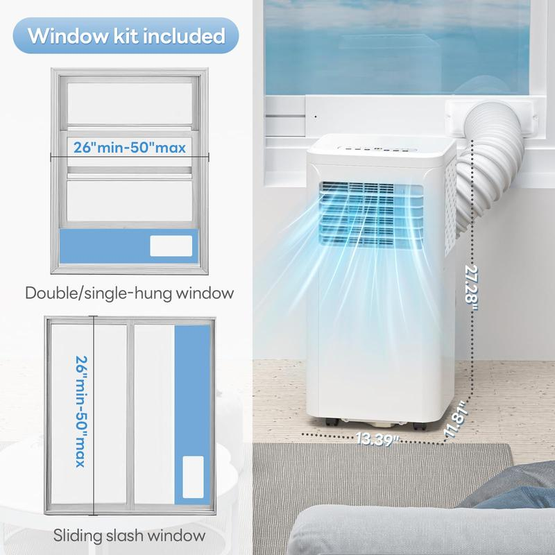 Aire acondicionado portátil para habitaciones de hasta 450 pies cuadrados: unidad portátil silenciosa 4 en 1 con funciones de deshumidificador y ventilador, control remoto, modo de suspensión y temporizador de 24 horas.