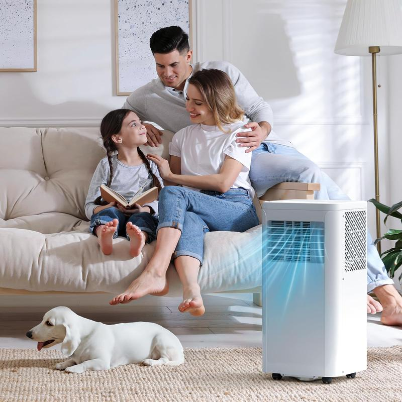 Aire acondicionado portátil para habitaciones de hasta 450 pies cuadrados: unidad portátil silenciosa 4 en 1 con funciones de deshumidificador y ventilador, control remoto, modo de suspensión y temporizador de 24 horas.