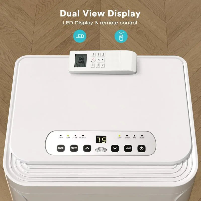 Aire acondicionado portátil para habitaciones de hasta 450 pies cuadrados: unidad portátil silenciosa 4 en 1 con funciones de deshumidificador y ventilador, control remoto, modo de suspensión y temporizador de 24 horas.